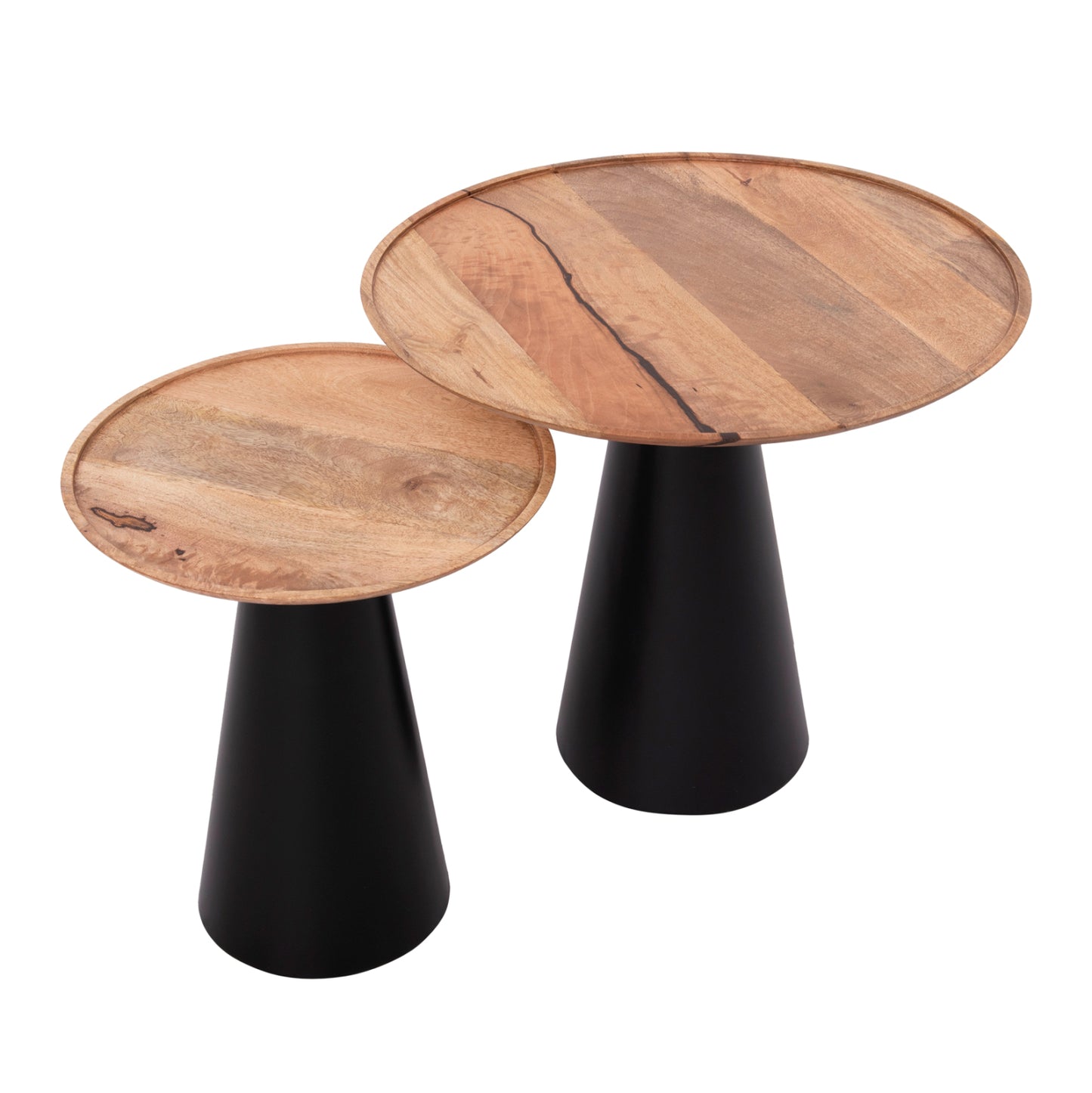 Coffee Tables 2pcs Riff Hm9997 Mango Wood Top-iron Bases Φ60 & Φ40 Cm.