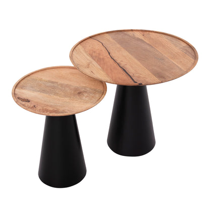 Coffee Tables 2pcs Riff Hm9997 Mango Wood Top-iron Bases Φ60 & Φ40 Cm.