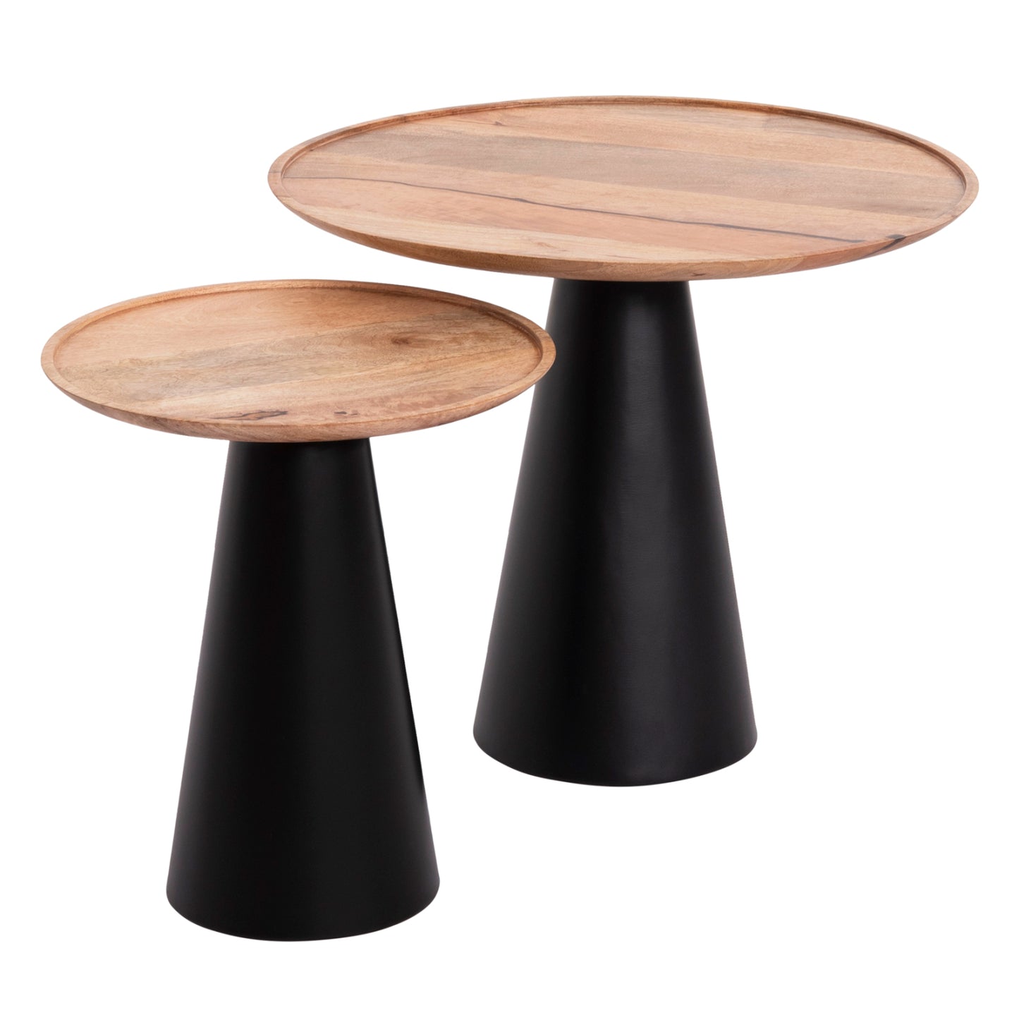 Coffee Tables 2pcs Riff Hm9997 Mango Wood Top-iron Bases Φ60 & Φ40 Cm.