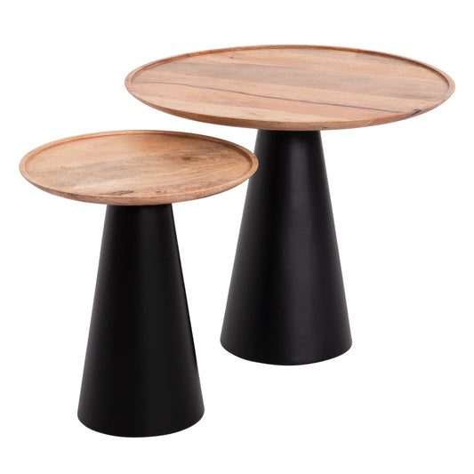 Coffee Tables 2pcs Riff Hm9997 Mango Wood Top-iron Bases Φ60 & Φ40 Cm.