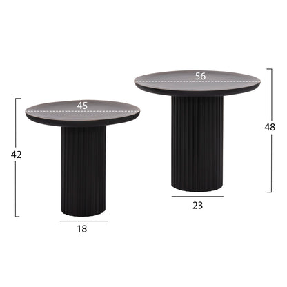 Coffee Tables 2pcs Elaf Hm9999 Mango Wood Enameled Top-iron Bases