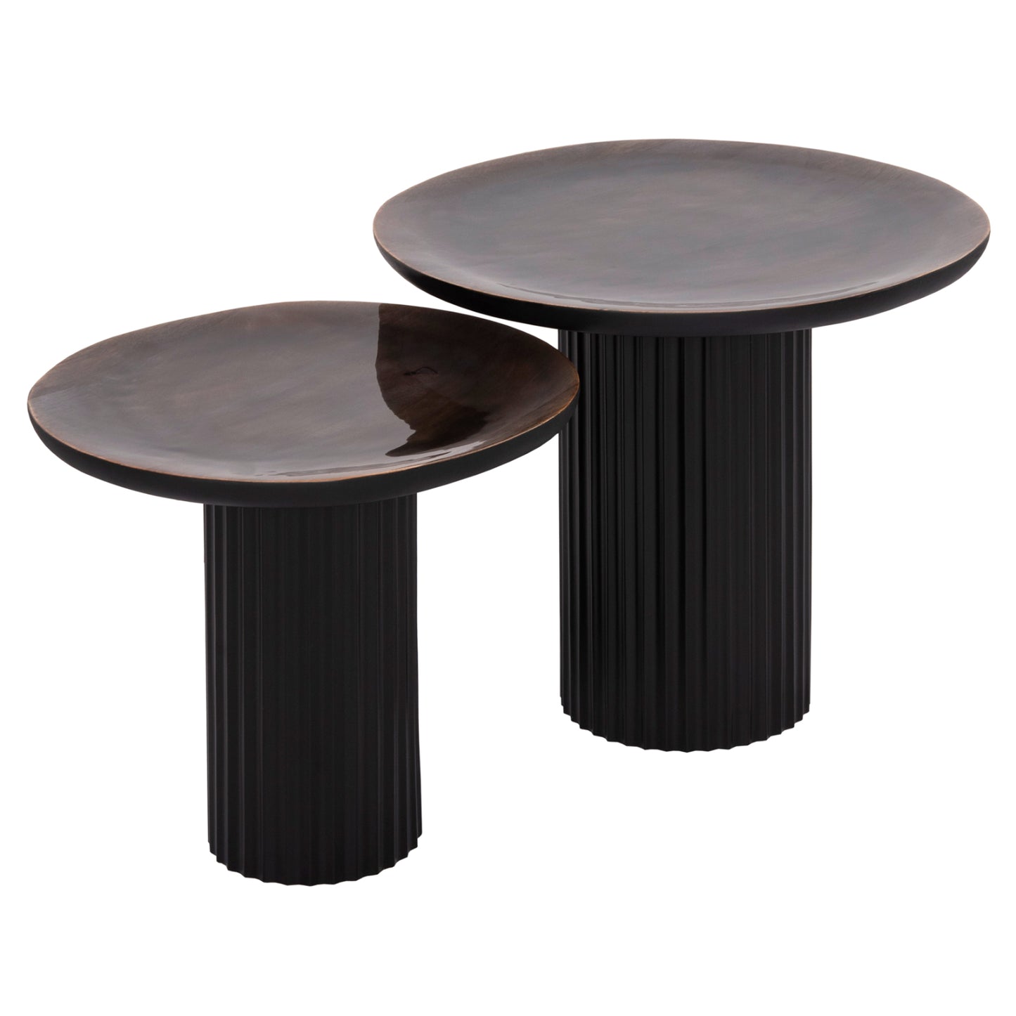 Coffee Tables 2pcs Elaf Hm9999 Mango Wood Enameled Top-iron Bases