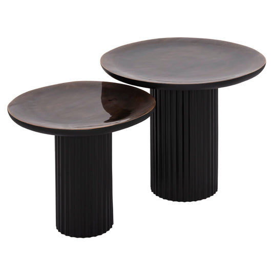 Coffee Tables 2pcs Elaf Hm9999 Mango Wood Enameled Top-iron Bases