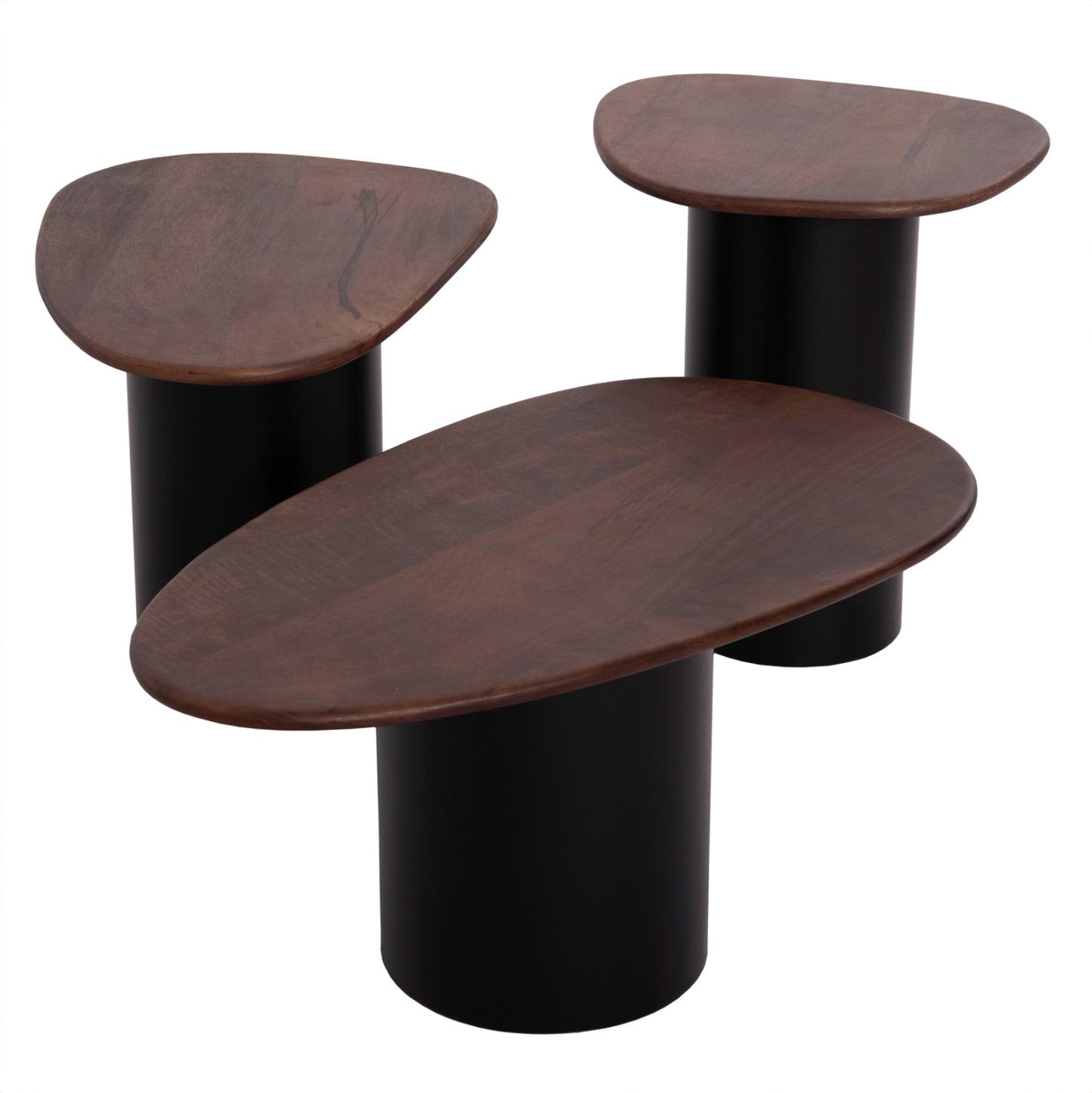 Coffee Tables 3pcs Pebbles Hm18004 Mango Top-metal Black Bases