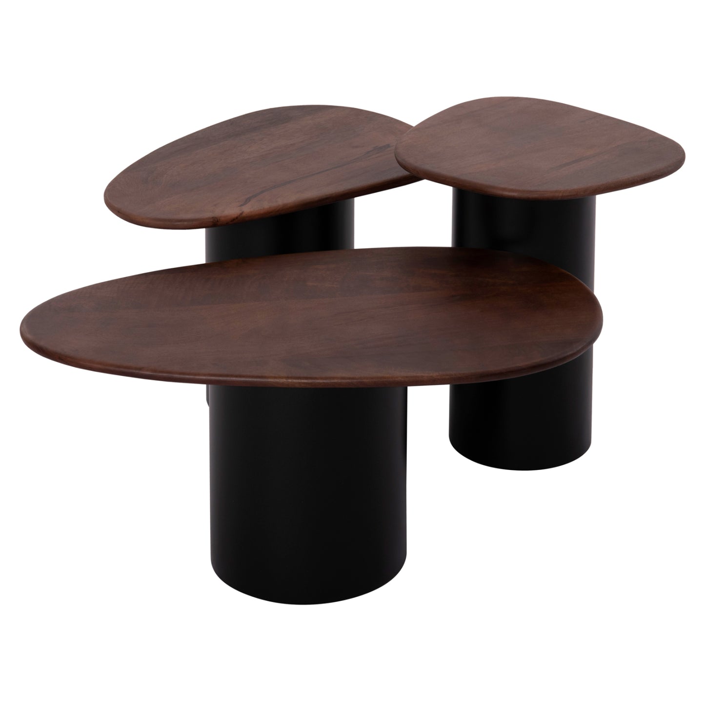 Coffee Tables 3pcs Pebbles Hm18004 Mango Top-metal Black Bases