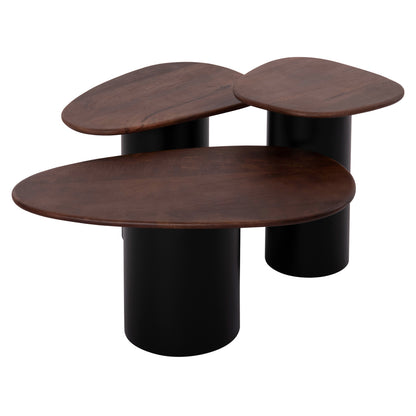Coffee Tables 3pcs Pebbles Hm18004 Mango Top-metal Black Bases