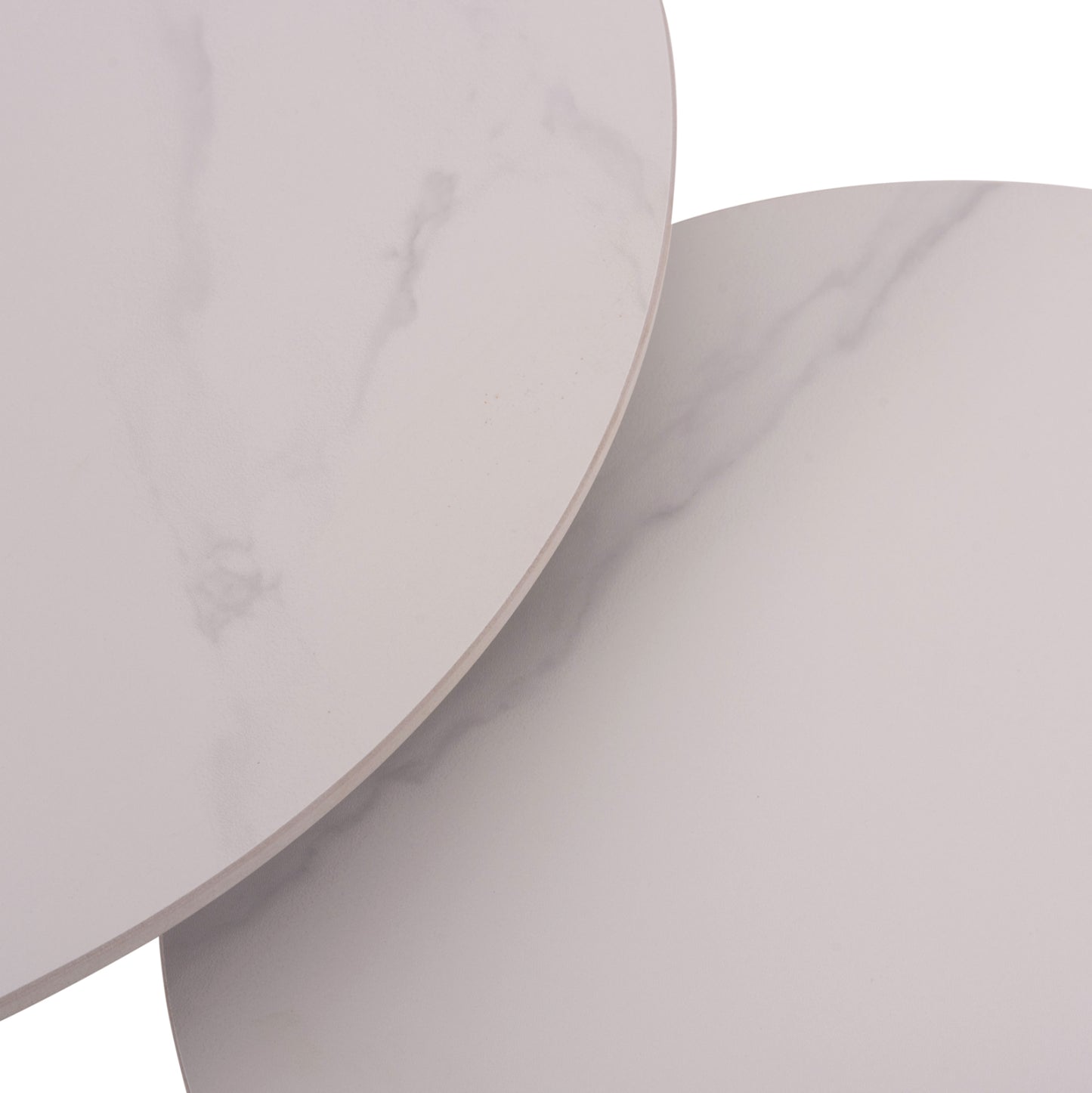 Coffee Tables 2pcs Set Talos Hm18140.01 White Marble Look Ceramic Top Φ70x45.5hcm.