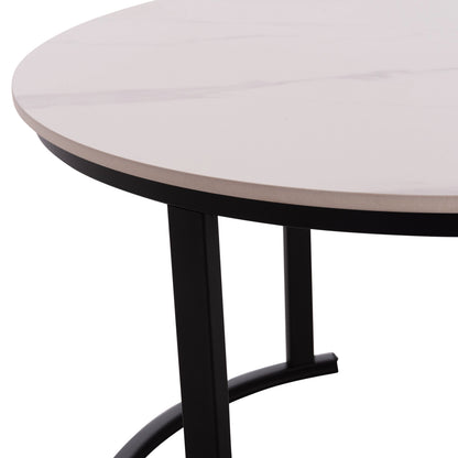 Coffee Tables 2pcs Set Talos Hm18140.01 White Marble Look Ceramic Top Φ70x45.5hcm.