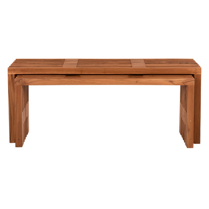 Coffee Tables 2pcs Set Nya Hm9828 Solid Teak Wood In Natural 110x30x46hcm.