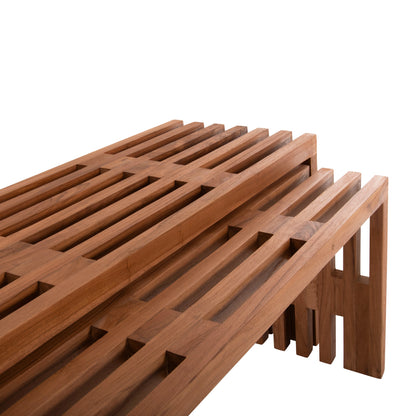 Coffee Tables 2pcs Set Nya Hm9828 Solid Teak Wood In Natural 110x30x46hcm.