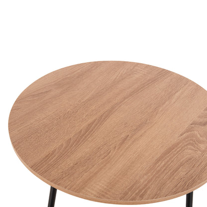 Coffee Tables 2pcs Round Cupper Hm9878.01 Melamine In Sonama-black Metal Φ55x45hcm.