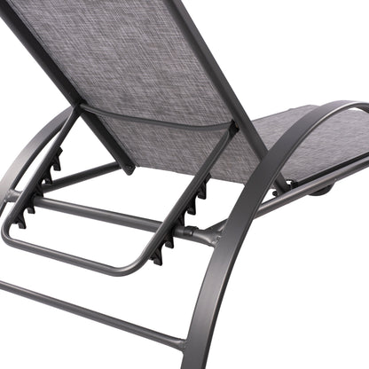 Sunbed Aluminum Grey With Textline Grey Hm5133.01 194x54-66x30 Cm.