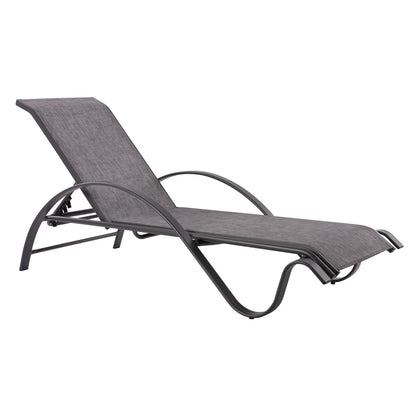 Sunbed Aluminum Grey With Textline Grey Hm5133.01 194x54-66x30 Cm.