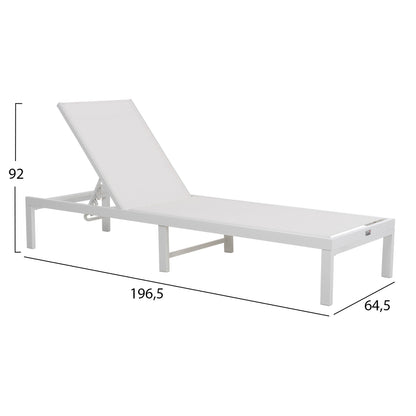 Aluminum Sunbed Thatcher Hm5983.01 White Frame & Textilene 196,5x64,5x92hcm.