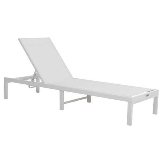 Aluminum Sunbed Thatcher Hm5983.01 White Frame & Textilene 196,5x64,5x92hcm.