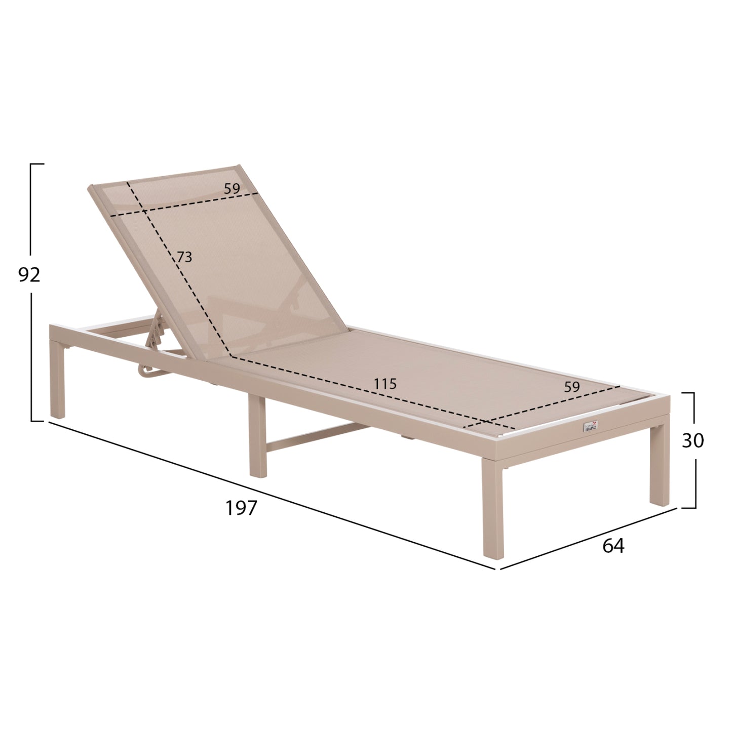 Aluminum Sunbed Thatcher Hm5983.04 Champagne-colored Frame & Textilene 197x64x92hcm.