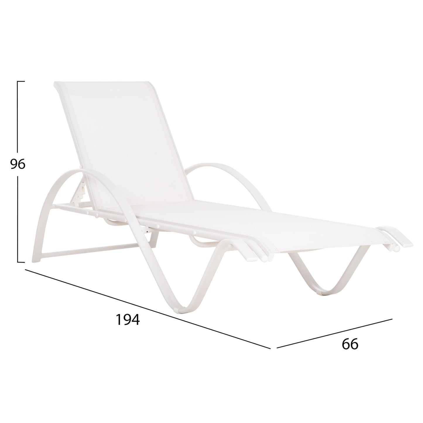 Sunbed Wakana Aluminum White With Textline White Hm5133.02 194x54-66x30 Cm.