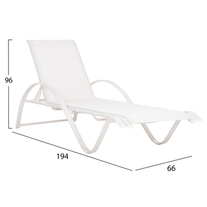 Sunbed Wakana Aluminum White With Textline White Hm5133.02 194x54-66x30 Cm.