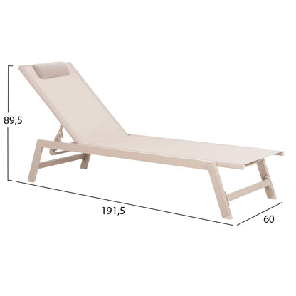 Aluminum Sunbed With Headrest Rabia Hm5982.04 In Champagne Color 191,5x60x31hcm.