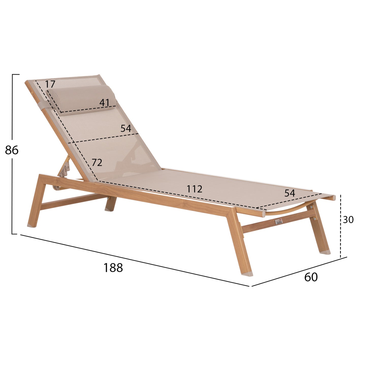 Aluminum Sunbed With Headrest Rabia Hm5982.05 In Heat Transfer Color & Beige 188x60x30hcm.