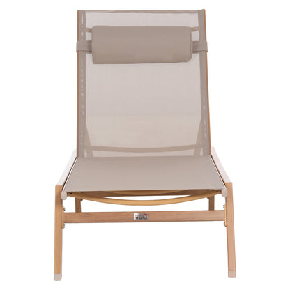 Aluminum Sunbed With Headrest Rabia Hm5982.05 In Heat Transfer Color & Beige 188x60x30hcm.