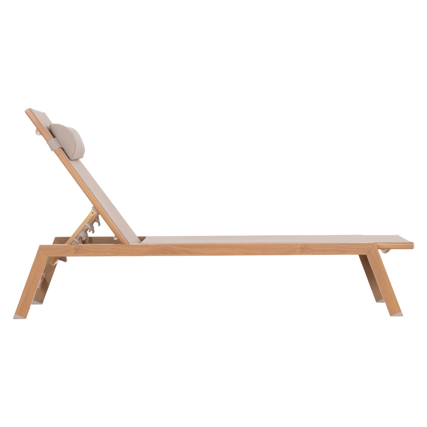Aluminum Sunbed With Headrest Rabia Hm5982.05 In Heat Transfer Color & Beige 188x60x30hcm.