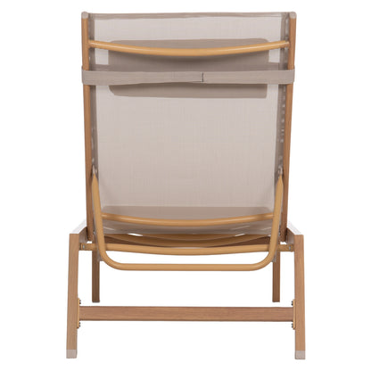 Aluminum Sunbed With Headrest Rabia Hm5982.05 In Heat Transfer Color & Beige 188x60x30hcm.