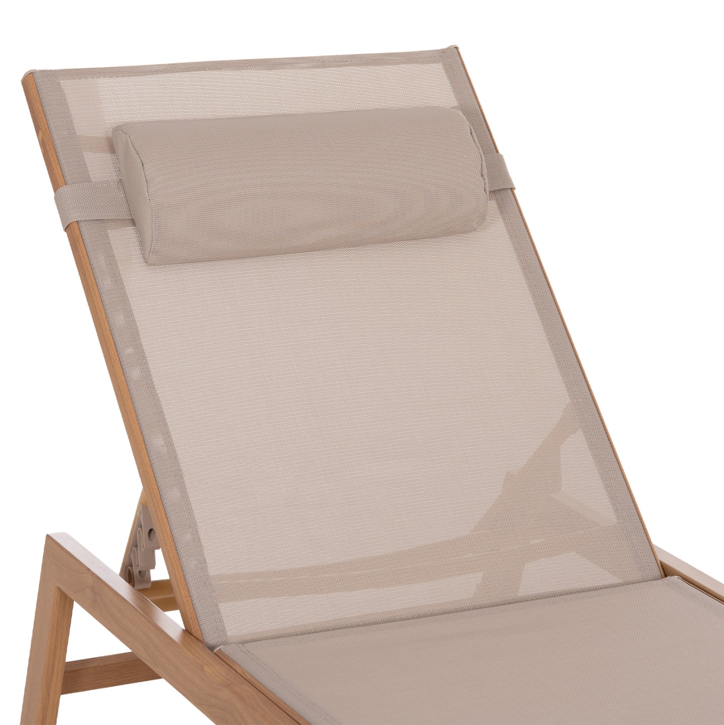 Aluminum Sunbed With Headrest Rabia Hm5982.05 In Heat Transfer Color & Beige 188x60x30hcm.