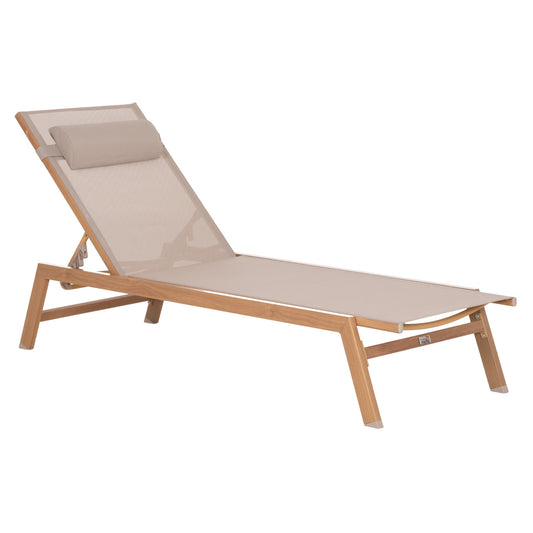 Aluminum Sunbed With Headrest Rabia Hm5982.05 In Heat Transfer Color & Beige 188x60x30hcm.