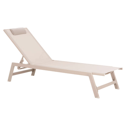 Aluminum Sunbed With Headrest Rabia Hm5982.04 In Champagne Color 191,5x60x31hcm.