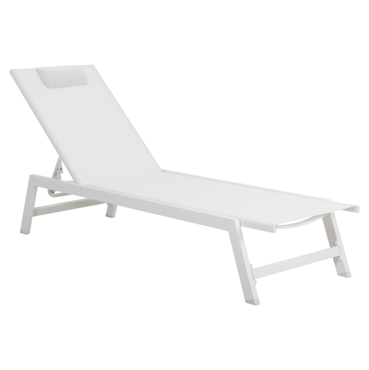 Aluminum Sunbed With Headrest Rabia Hm5982.01 In White 191,5x60x31hcm.