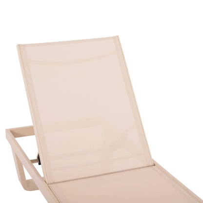Aluminum Sunbed Rickon With Teslin Fabric Hm6292.04 Champagne Color 198x61,5x97hcm.