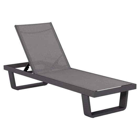 Aluminum Sunbed Rickon With Teslin Fabric Hm6292.01 Grey Color 198x61,5x97hcm.