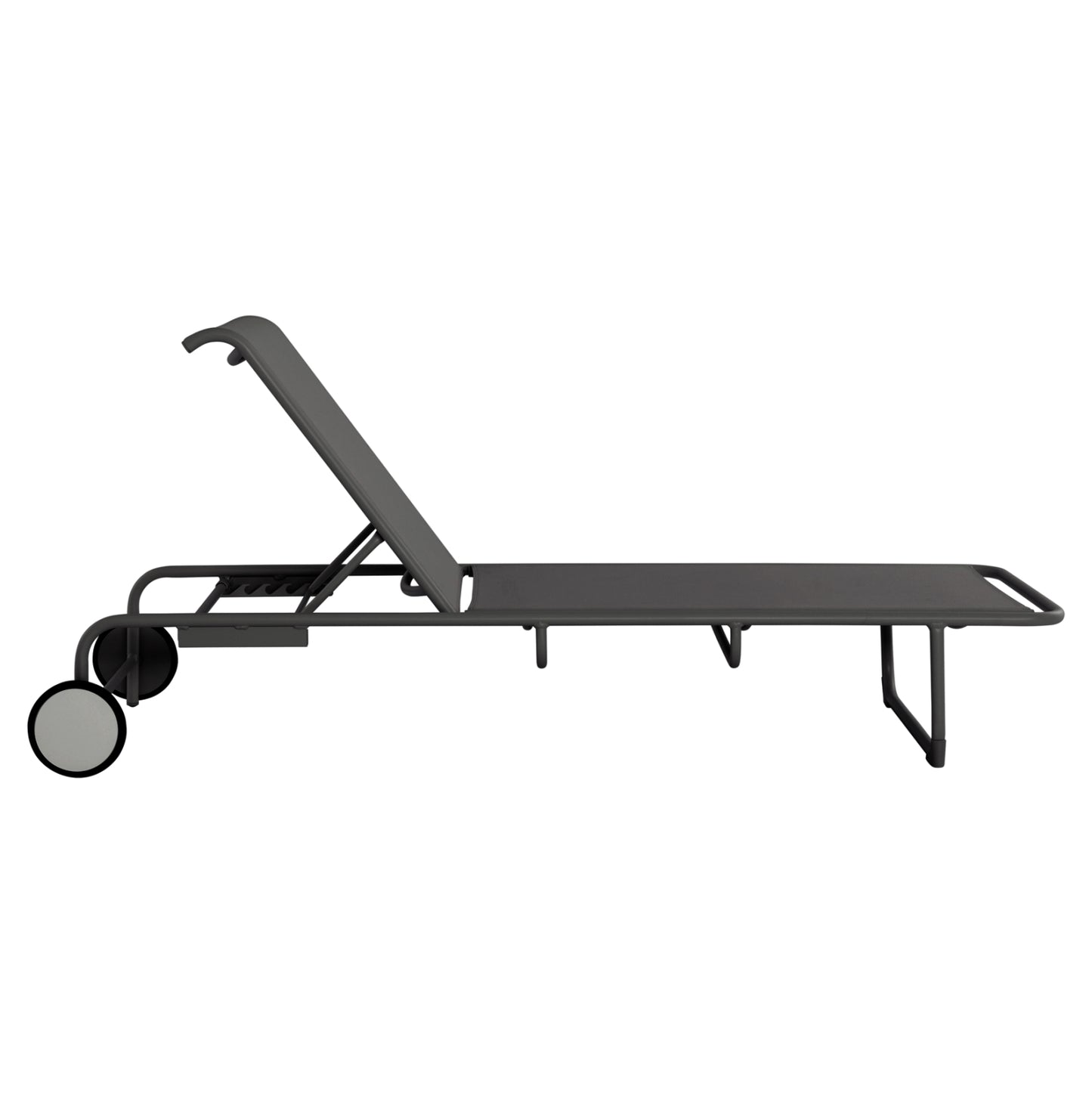 Aluminum Sunbed Riben With Teslin Fabric & Wheels Hm6293.01 Grey Color 210x78x91hcm.