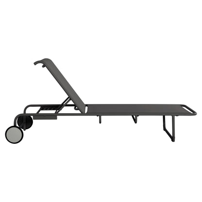 Aluminum Sunbed Riben With Teslin Fabric & Wheels Hm6293.01 Grey Color 210x78x91hcm.