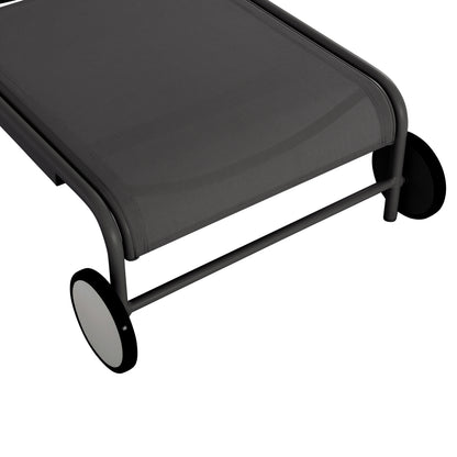 Aluminum Sunbed Riben With Teslin Fabric & Wheels Hm6293.01 Grey Color 210x78x91hcm.