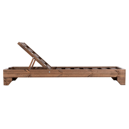 Beach Lounger Heavy-duty Korinos Hm10779.01 Impregnated Pine Wood In Walnut 79x204x77hcm.
