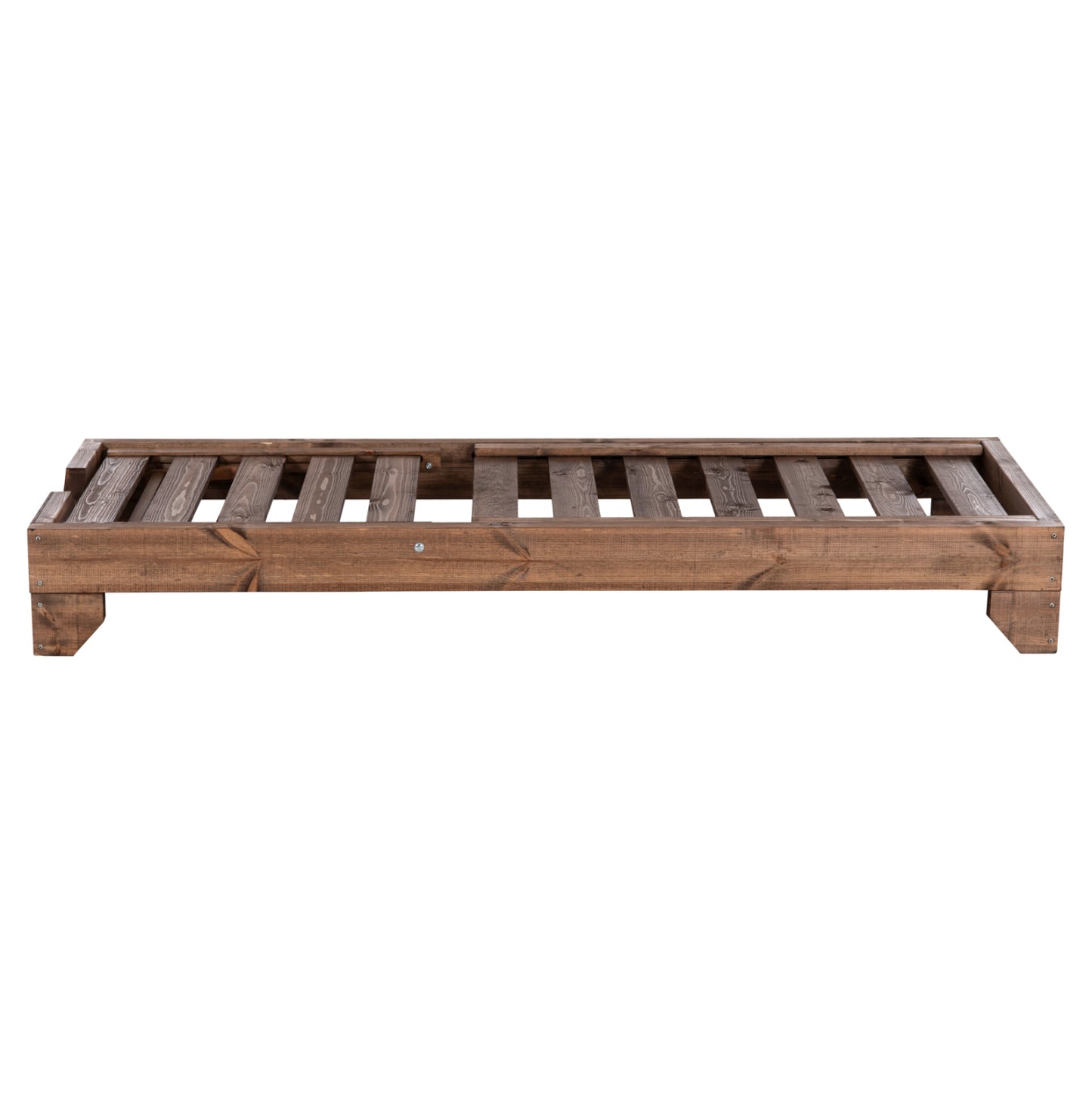 Beach Lounger Heavy-duty Korinos Hm10779.01 Impregnated Pine Wood In Walnut 79x204x77hcm.