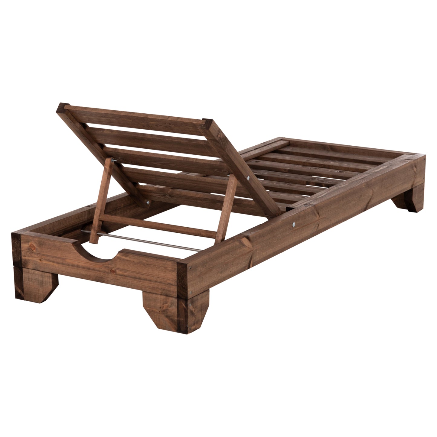 Beach Lounger Heavy-duty Korinos Hm10779.01 Impregnated Pine Wood In Walnut 79x204x77hcm.
