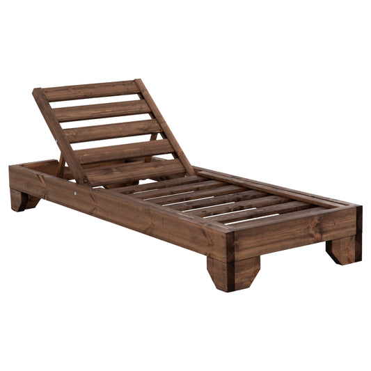 Beach Lounger Heavy-duty Korinos Hm10779.01 Impregnated Pine Wood In Walnut 79x204x77hcm.