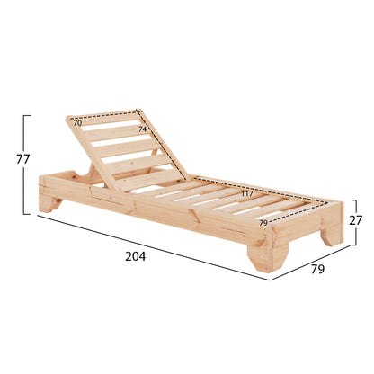 Beach Lounger Heavy-duty Korinos Hm10779.04 Impregnated Pine Wood In Natural 79x204x77hcm.