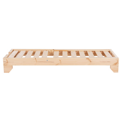Beach Lounger Heavy-duty Korinos Hm10779.04 Impregnated Pine Wood In Natural 79x204x77hcm.