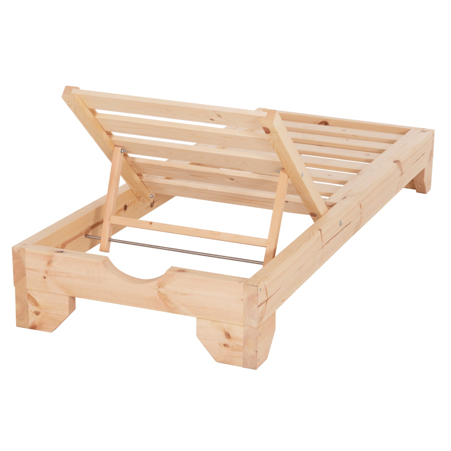 Beach Lounger Heavy-duty Korinos Hm10779.04 Impregnated Pine Wood In Natural 79x204x77hcm.