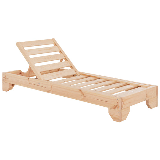 Beach Lounger Heavy-duty Korinos Hm10779.04 Impregnated Pine Wood In Natural 79x204x77hcm.