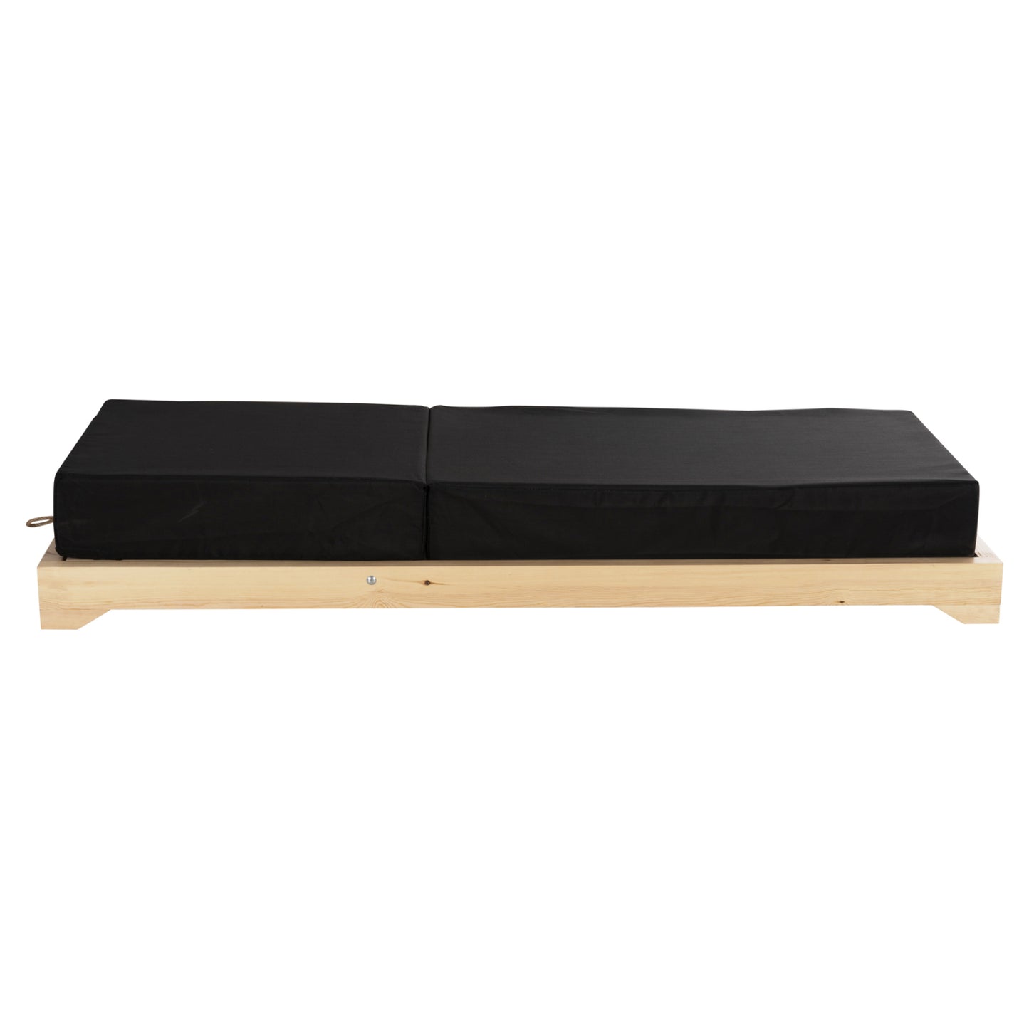 Beach Lounger Low Ikaria Hm10623.01 Pine Wood In Natural Color-black Textilene-cushion 20cm Thick