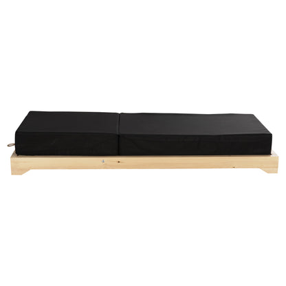 Beach Lounger Low Ikaria Hm10623.01 Pine Wood In Natural Color-black Textilene-cushion 20cm Thick