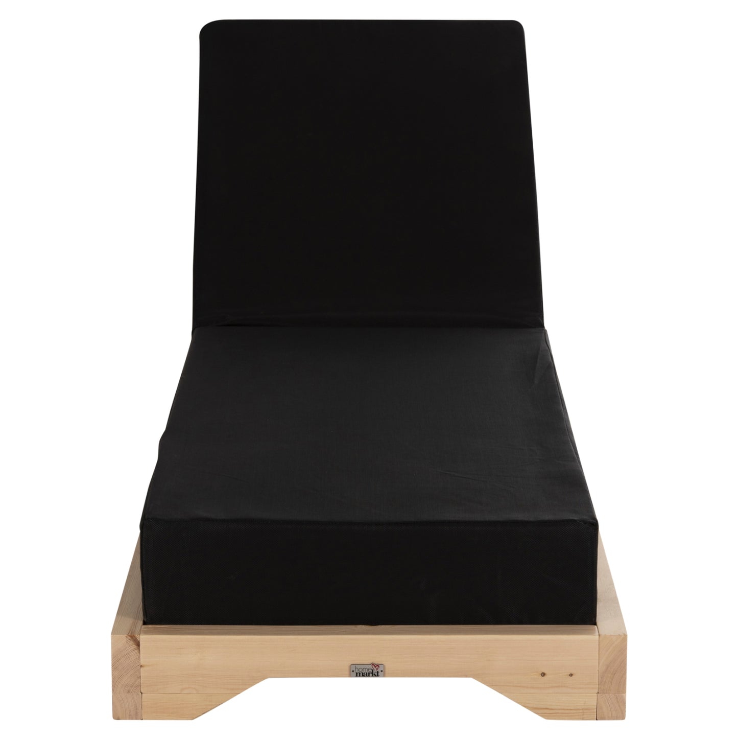 Beach Lounger Low Ikaria Hm10623.01 Pine Wood In Natural Color-black Textilene-cushion 20cm Thick