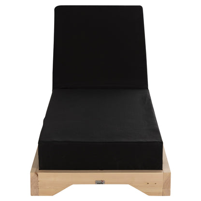 Beach Lounger Low Ikaria Hm10623.01 Pine Wood In Natural Color-black Textilene-cushion 20cm Thick