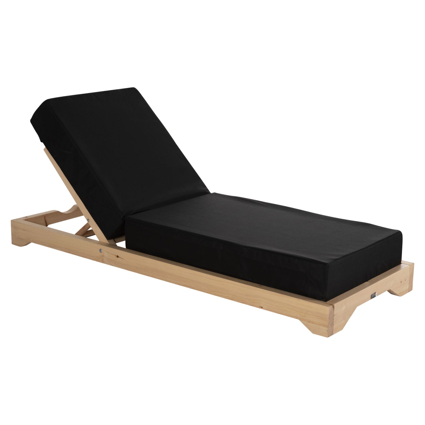 Beach Lounger Low Ikaria Hm10623.01 Pine Wood In Natural Color-black Textilene-cushion 20cm Thick