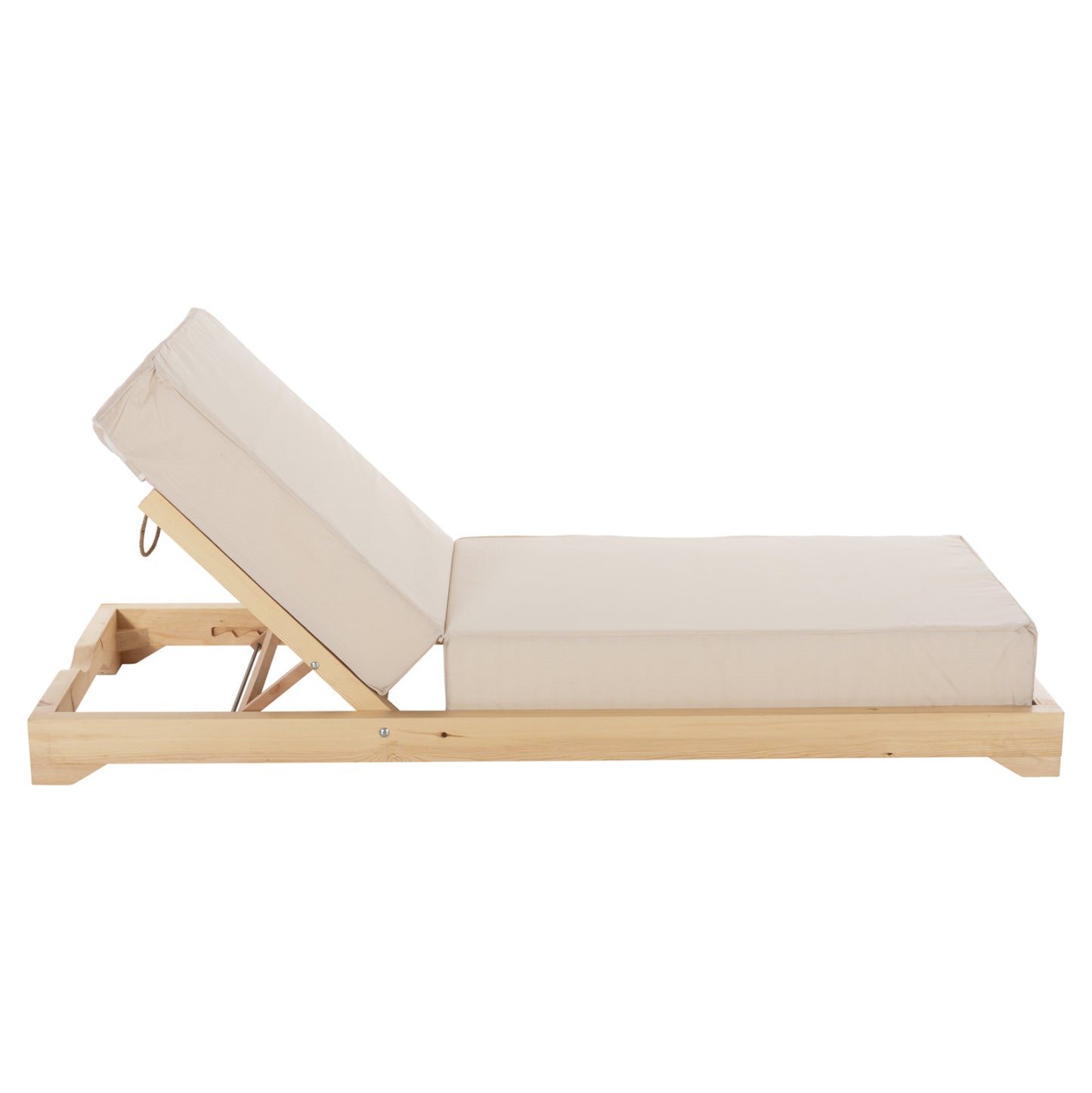 Beach Lounger Low Ikaria Hm10623.02 Pine Wood In Natural Color-beige Textilene-cushion 20cm Thick